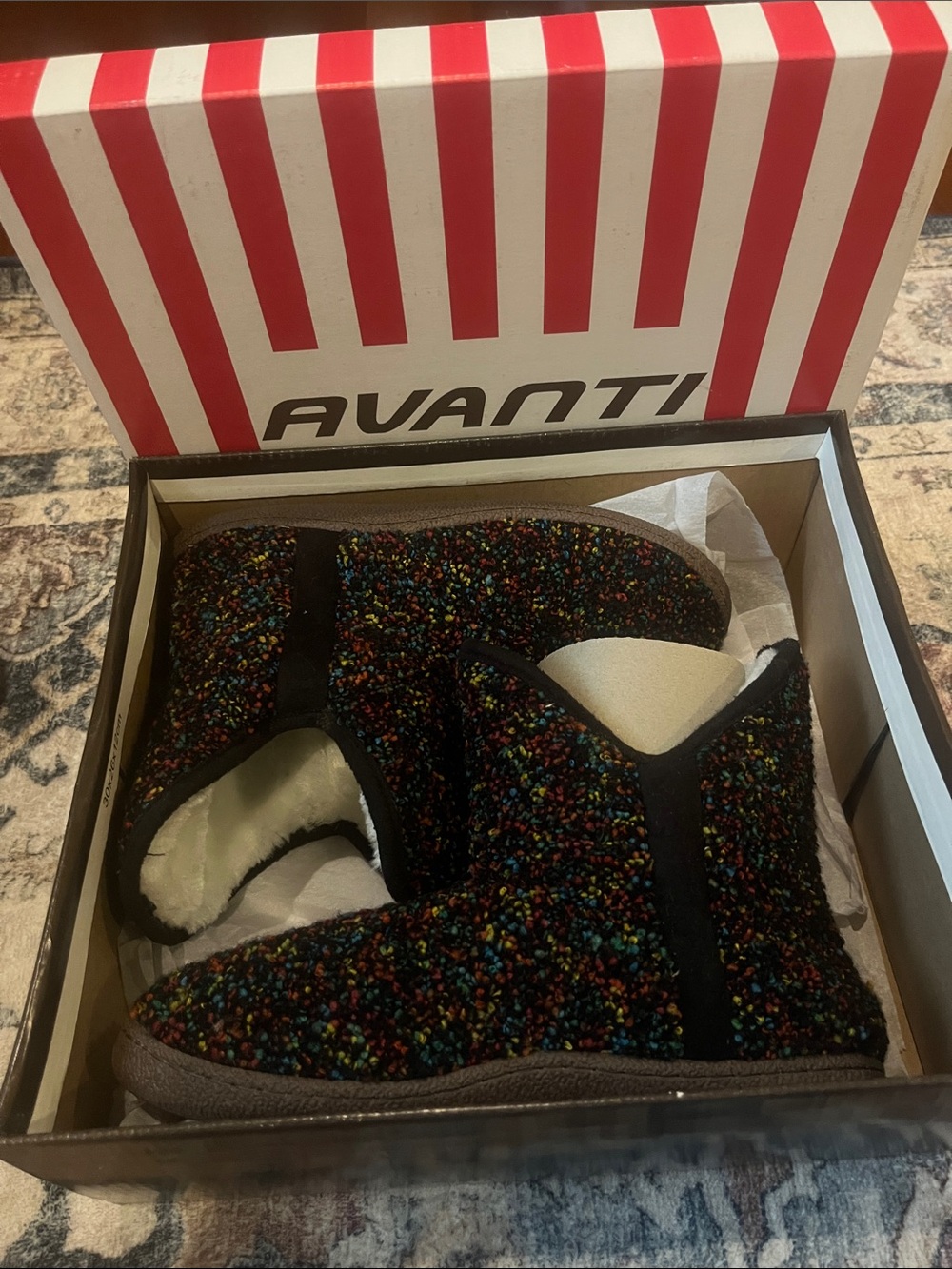 Avanti Black Multicolor Speckle Cozy Boot Slippers